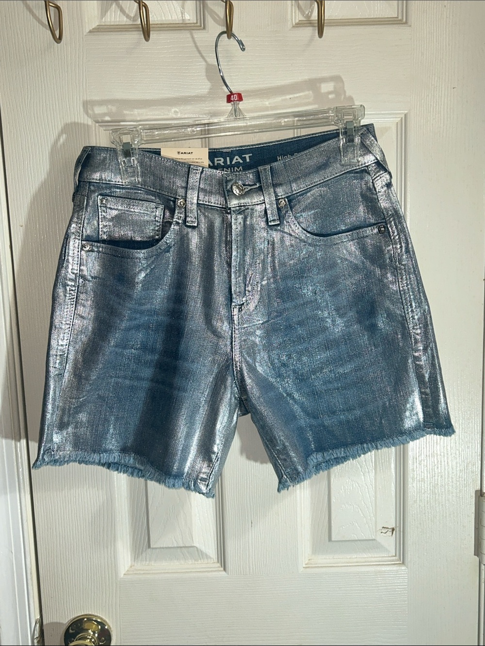 Ariat Jazmine Silver Gloss Denim Boyfriend Shorts